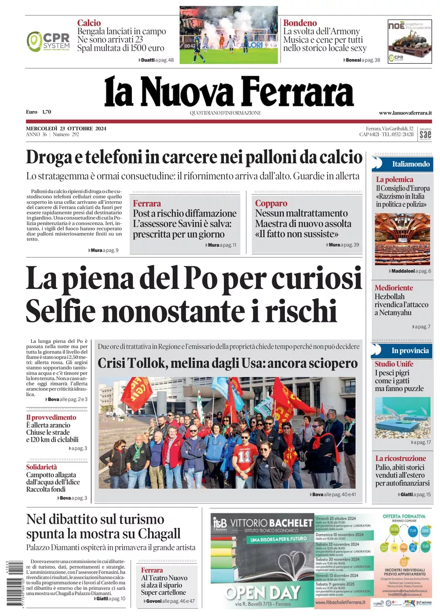 Prima-pagina-nuova ferrara-oggi-edizione-del-2024-10-23